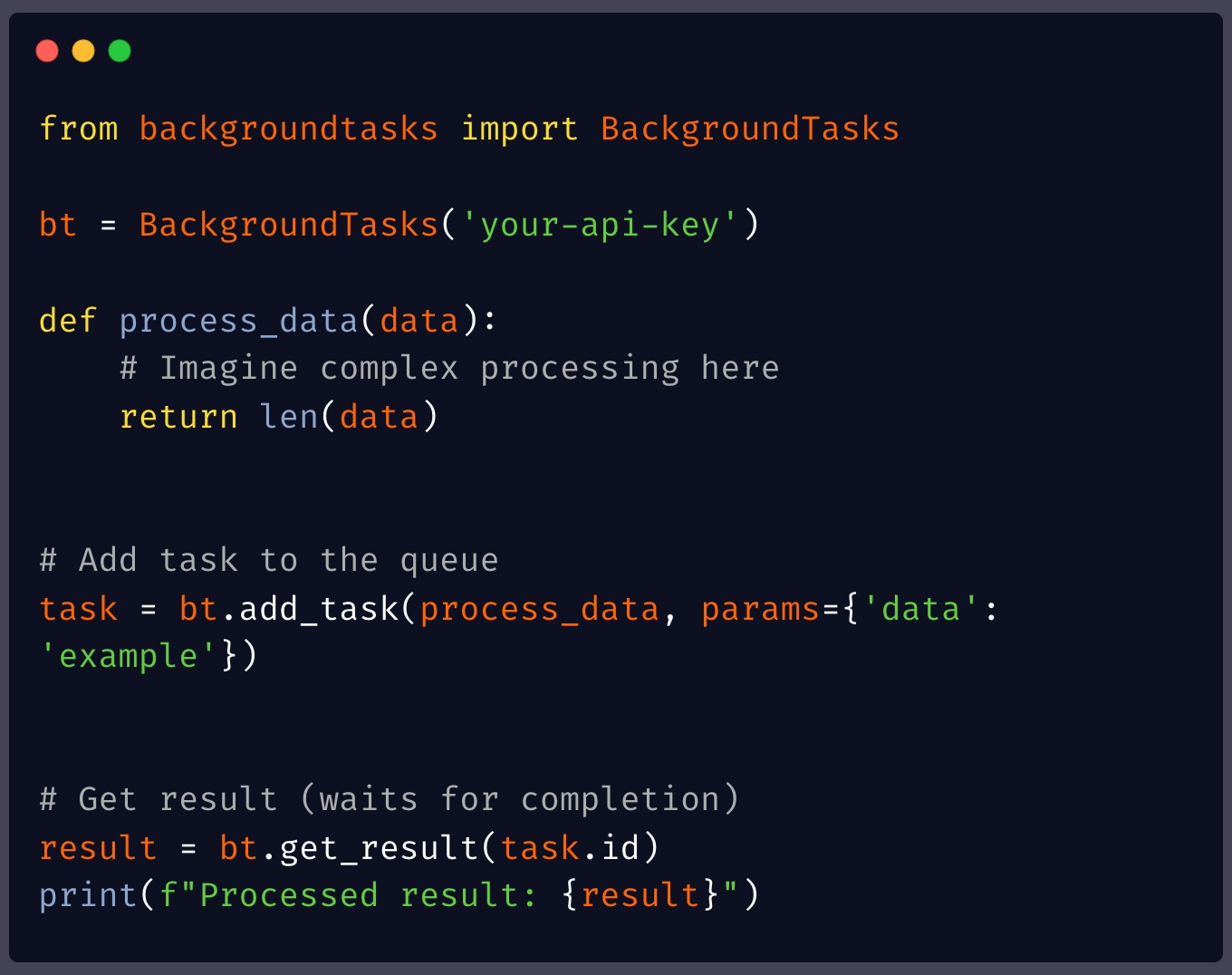 Example of using Background Tasks in Python